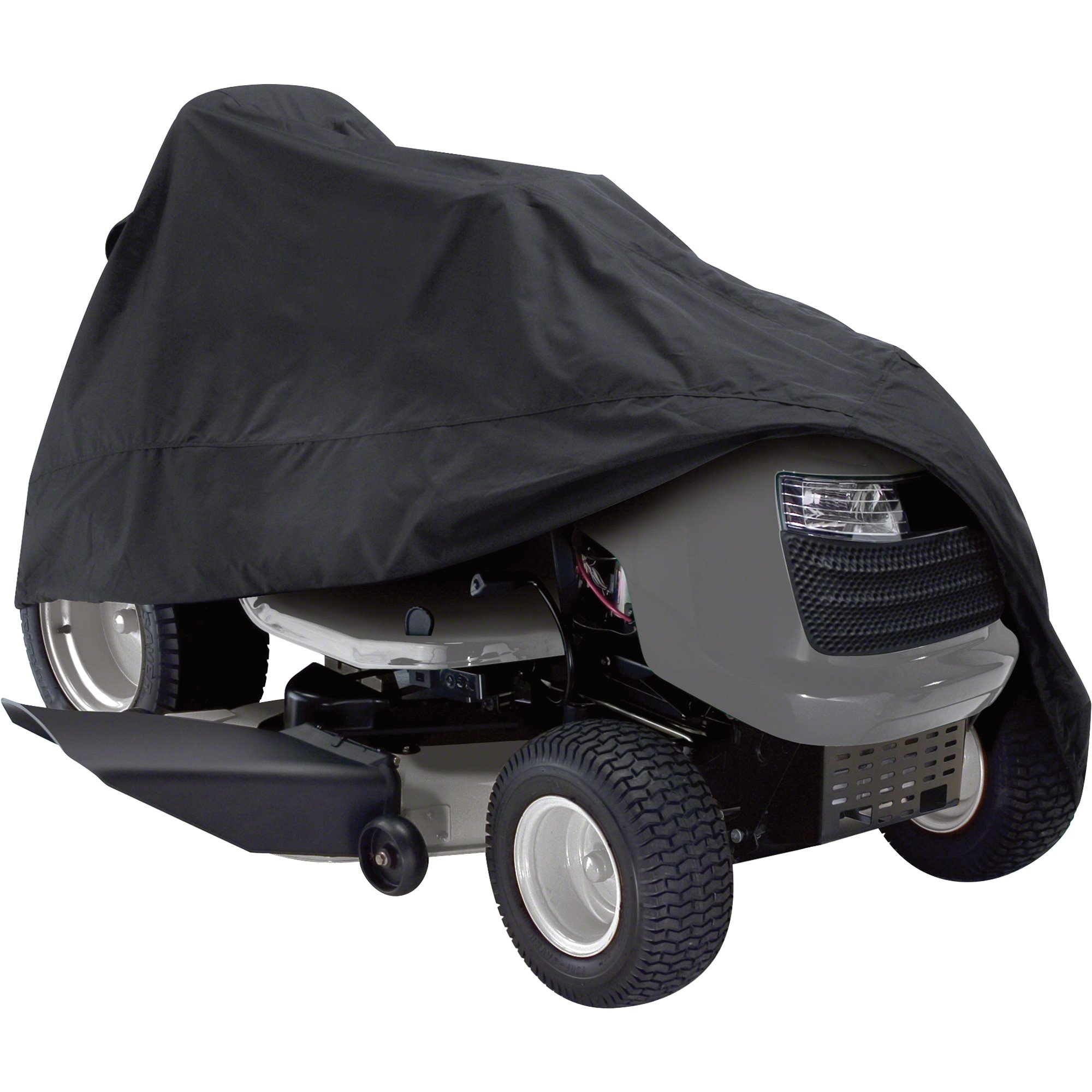 Classic Accessories Deluxe Riding Lawn Mower Cover — Black, 72in.L x 44in.W x 46in.H, Fits Tractors with Decks up to 54in.W, Model# 73967